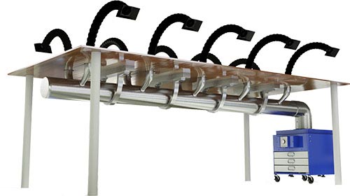 Extractor de humos para varios operarios